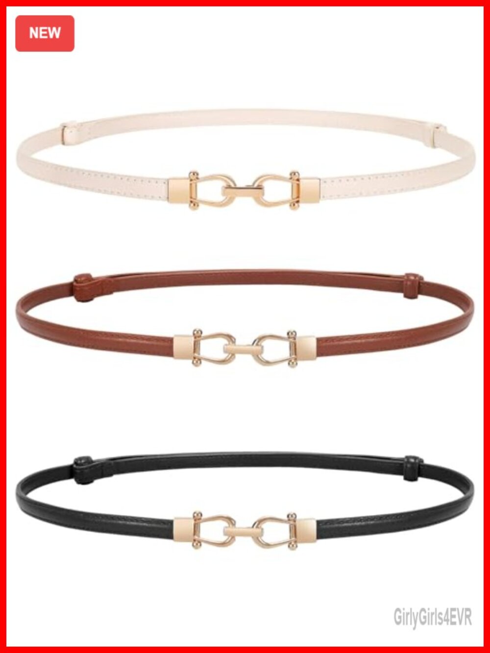 Women Classic Leather Belt Gold Alloy Buckle Fit Waist Up to 37" Adjustable